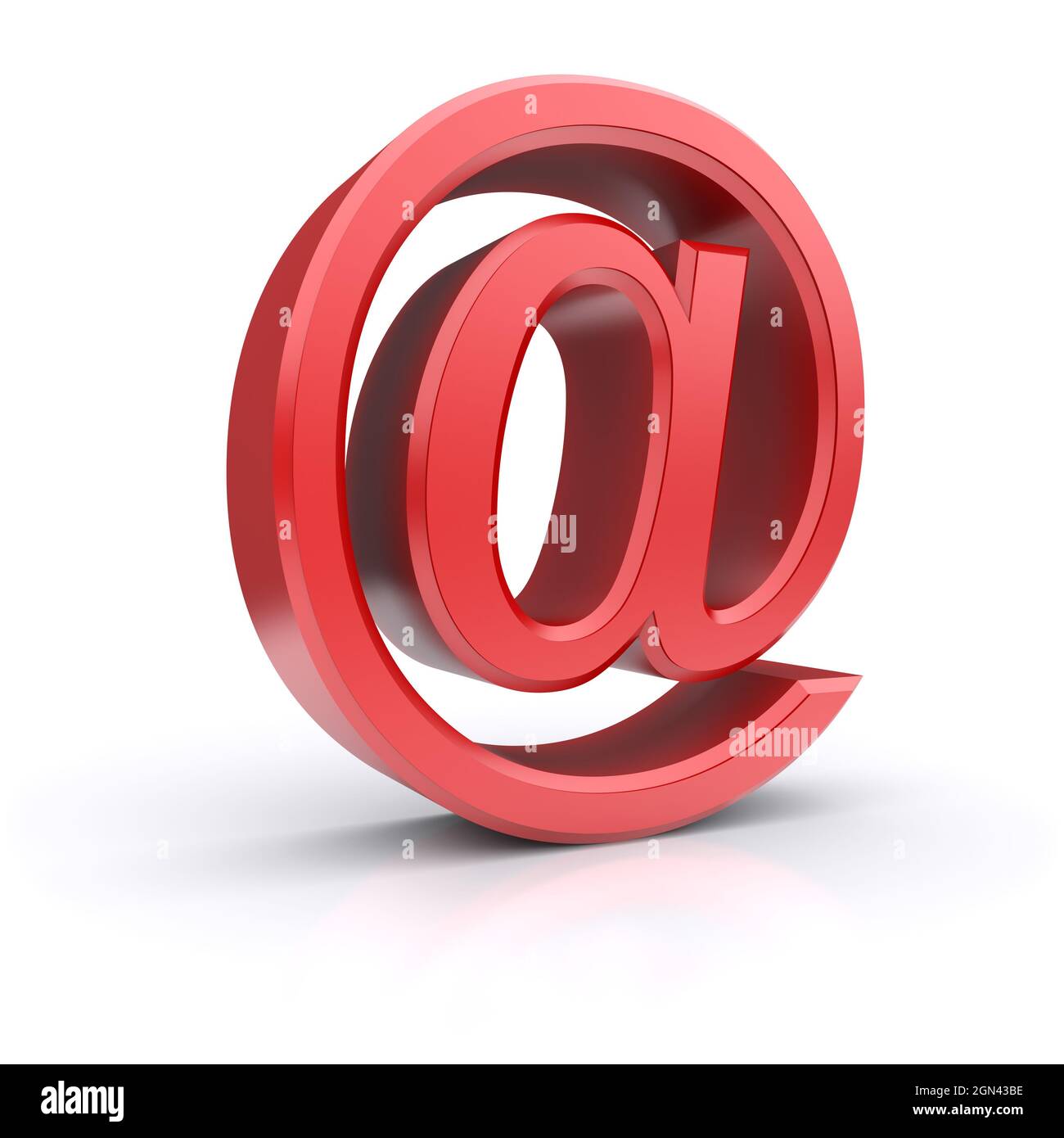 Rotes @-Symbol. 3d-Bild Stockfoto