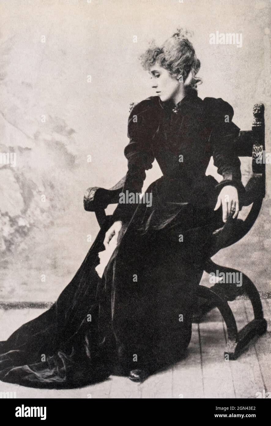 Porträt der französischen Can-Can-Tänzerin Jane Avril, 1868-1943. Henri Toulouse-Lautrec, 1864 - 1901, französischer Künstler des Post-Impressionismus, zeigte den Nachtclub-Star-Tänzer auf mehreren seiner Plakate und Gemälde. Stockfoto
