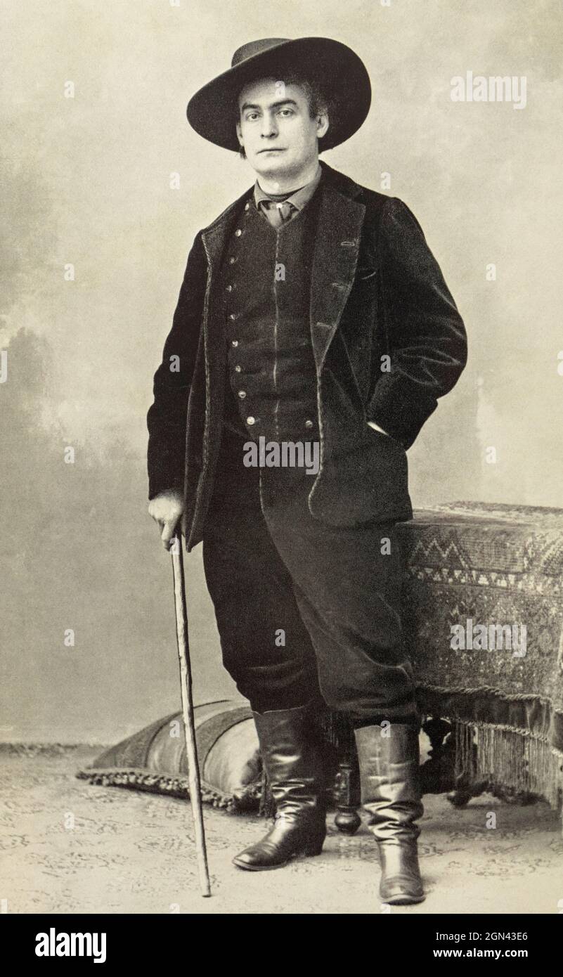 Aristide Bruant, 1851 - 1925. Französischer Kabarettist und Nachtclub-Besitzer, auf Plakaten von Henri Toulouse-Lautrec, 1864 - 1901, französischer Künstler nach dem Impressionismus. Stockfoto