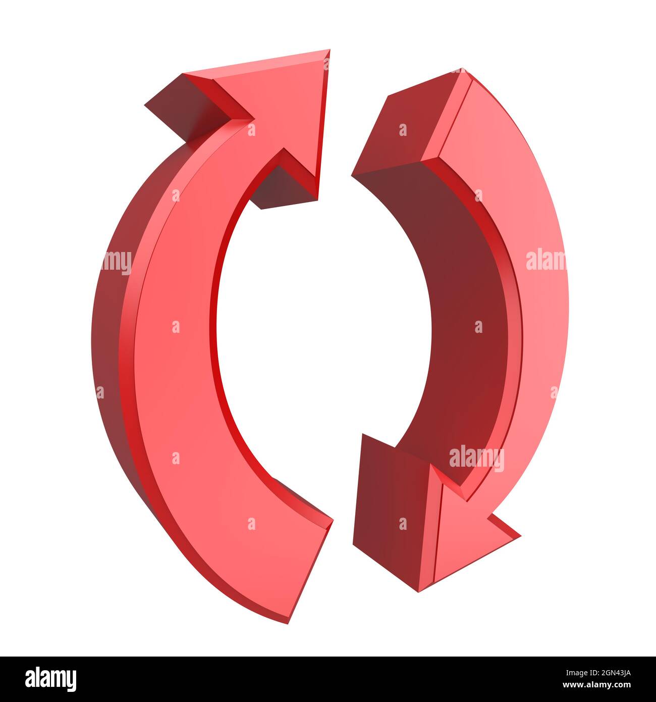 Konzeptionelles 3d-Bild von rotierenden roten Pfeilen Stockfoto