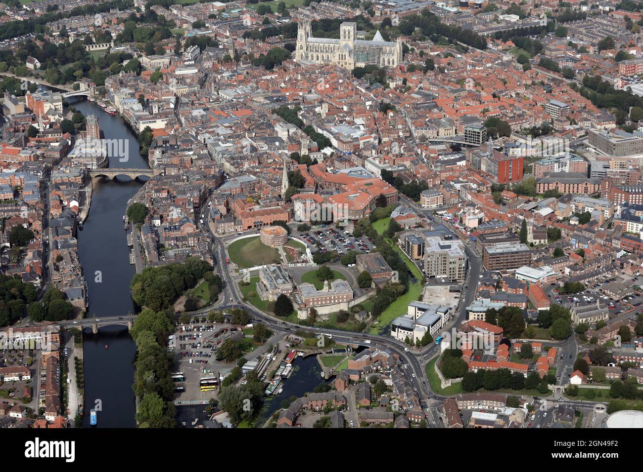 Luftaufnahme des Stadtzentrums von York Stockfoto