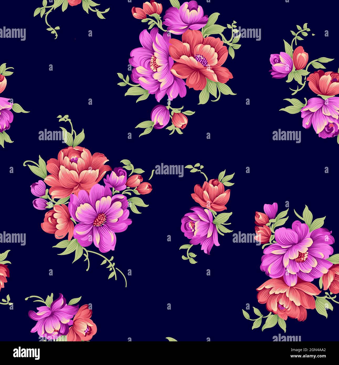 2D-Illustration eines schönen Blumenmusters Hintergrund Stockfoto