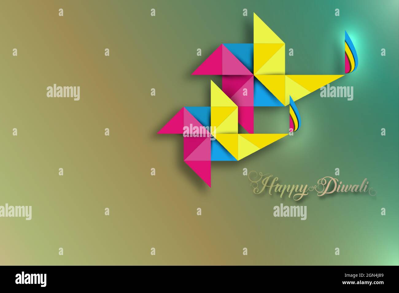 Happy Diwali Festival of Lights Feier Bunte Vorlage aus Origami-Papier Grafikdesign von indischen Diya-Öllampen, modernes Flachdesign. Vektorverbot Stock Vektor