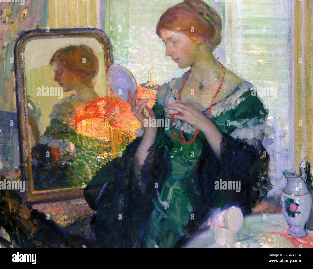 La Toilette des amerikanischen Künstlers Richard E. Miller (1875-1943), Öl auf Leinwand, c. 1910 Stockfoto