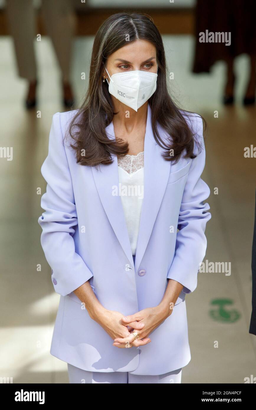 Königin Letizia nimmt am 22. September 2021 am Weltkrebsforschungstag in der Zentralstelle des AECC (Spanische Vereinigung gegen Krebs) in Madrid, Spanien, Teil. Von Archie Andrews/ABACAPRESS.COM Stockfoto