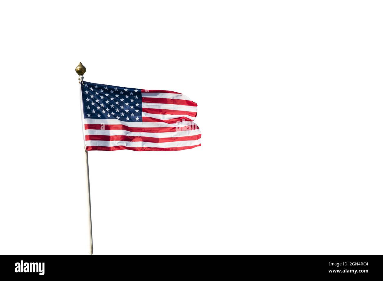 Ein Ausschnitt der amerikanischen Flagge oder der Sterne und Streifen. Siehe 2GN4RBE für Versionen, die gegen einen blauen Himmel fliegen. Stockfoto