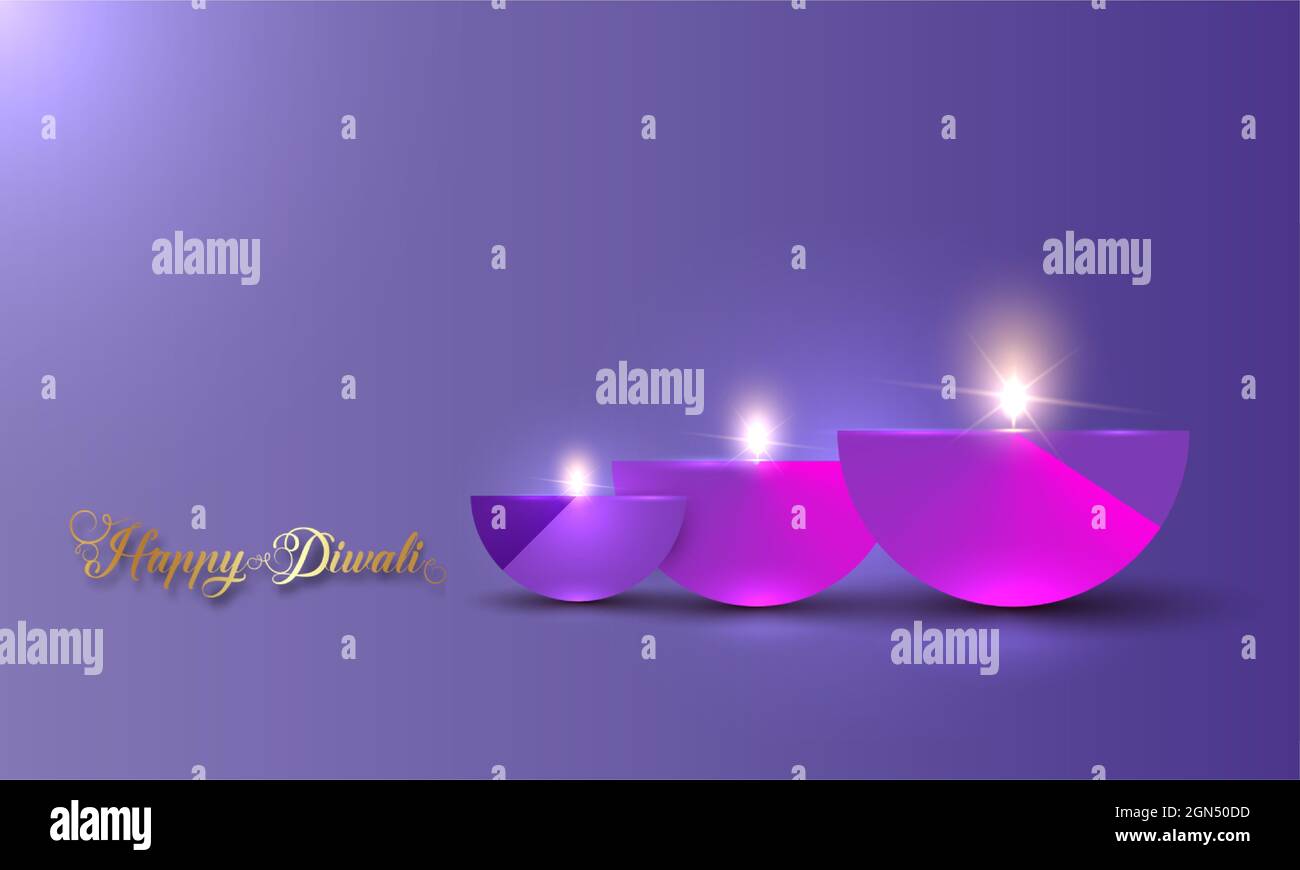 Happy Diwali Festival of Lights India Feier farbenfrohe Vorlage. Grafisches Bannerdesign von indischen Diya-Öllampen, modernes Design in lebendigen Farben. Stock Vektor