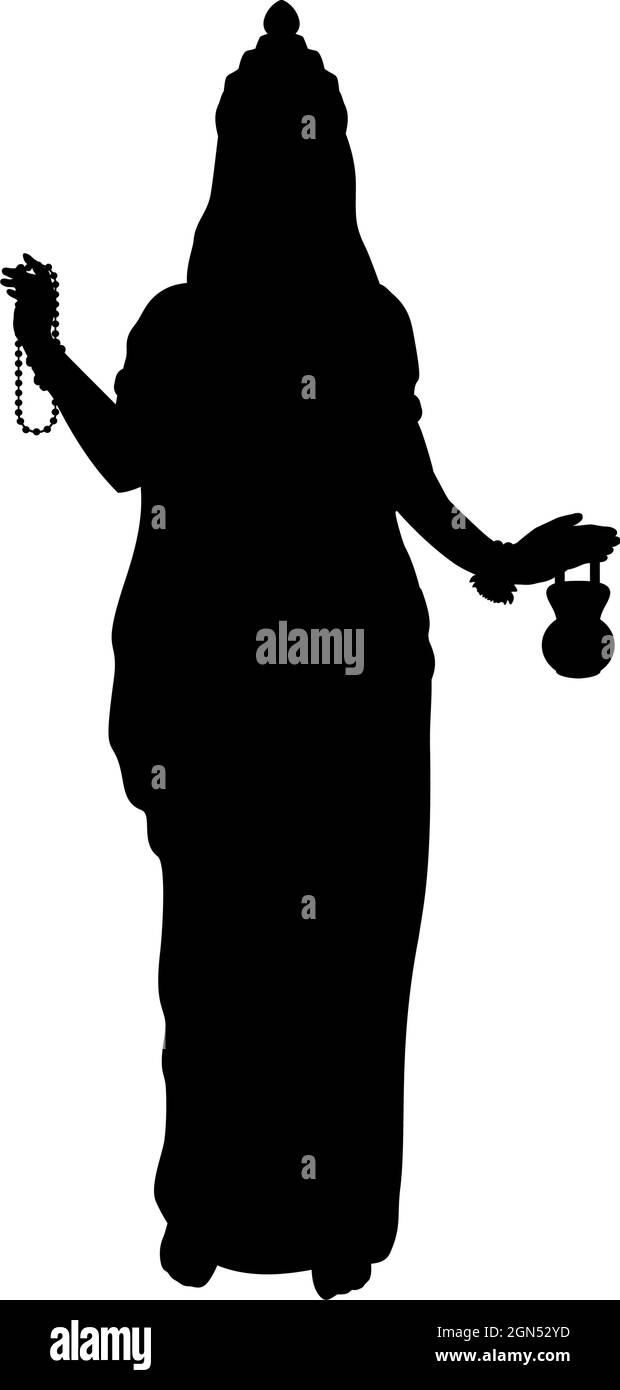 Silhouette der indischen Göttin Brahmacharini. Frohes Navaratri. Symbolvektor der Illustration Stock Vektor