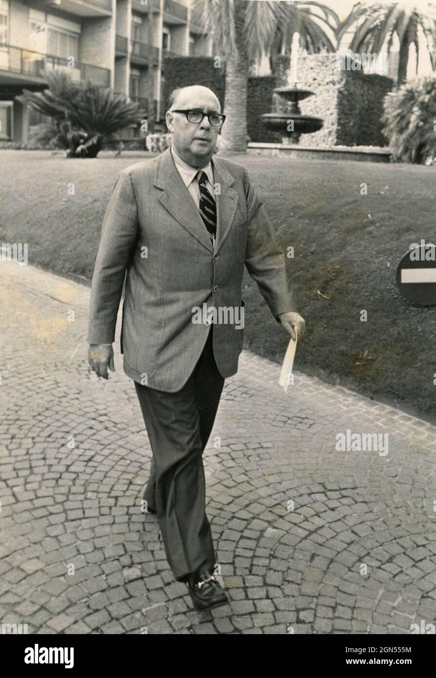 Der italienische Filmproduzent Roberto Rossellini, 1970er Jahre Stockfoto