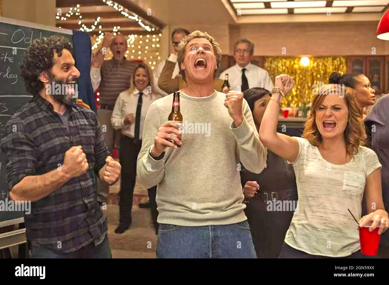 DAS HAUS 2017 Warner Bros. Film mit von links: Jason Mantzoukas, will Ferrell und Amy Poehler Stockfoto