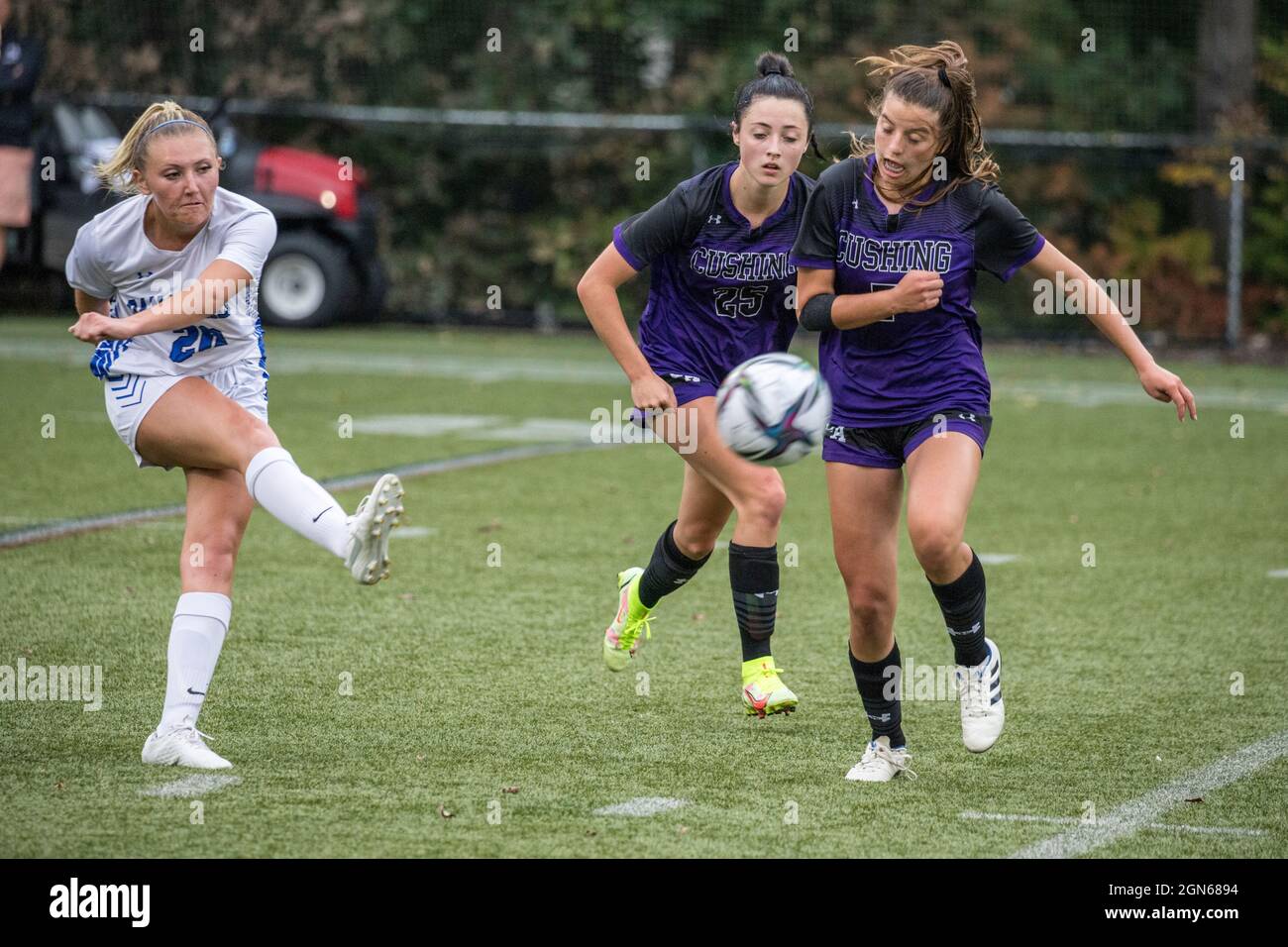 High School Mädchen Varsity Fußball Stockfoto