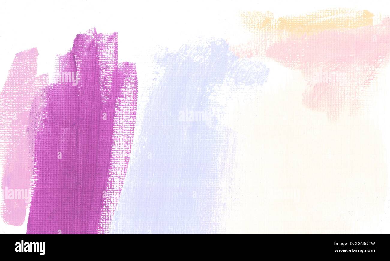 Handgemachte original organisch Acryl Pastellfarben gemalt Kunstwerk Textur abstrakten Hintergrund. Lila, rosa, hellblauer Pinsel. Hochauflösende Scandatei. Stockfoto
