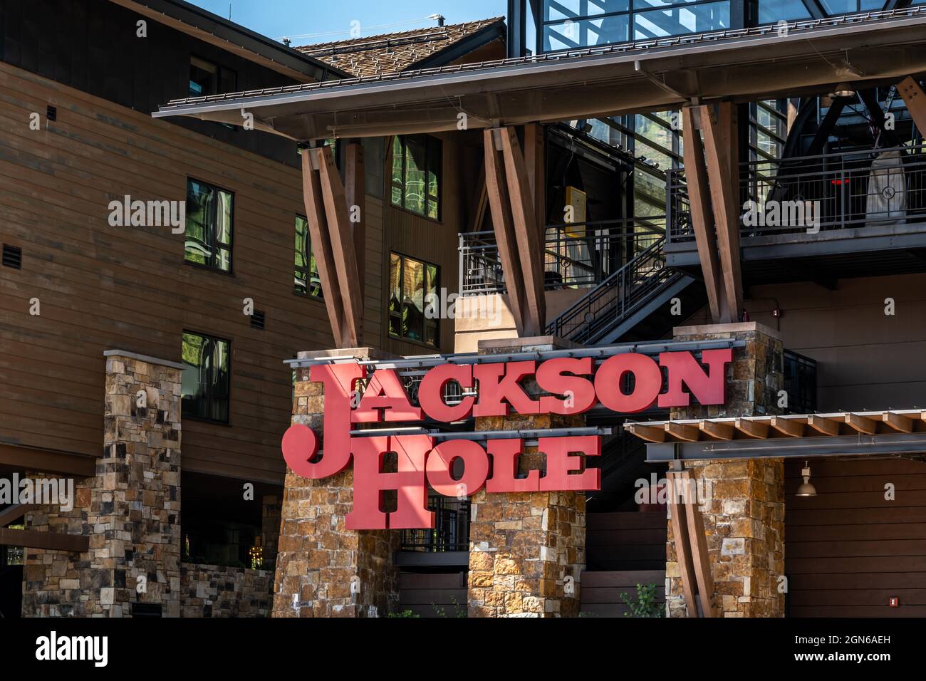 Teton Village, WY, USA - 5. September 2020: Das Jackson Hole Mountain Resort Stockfoto