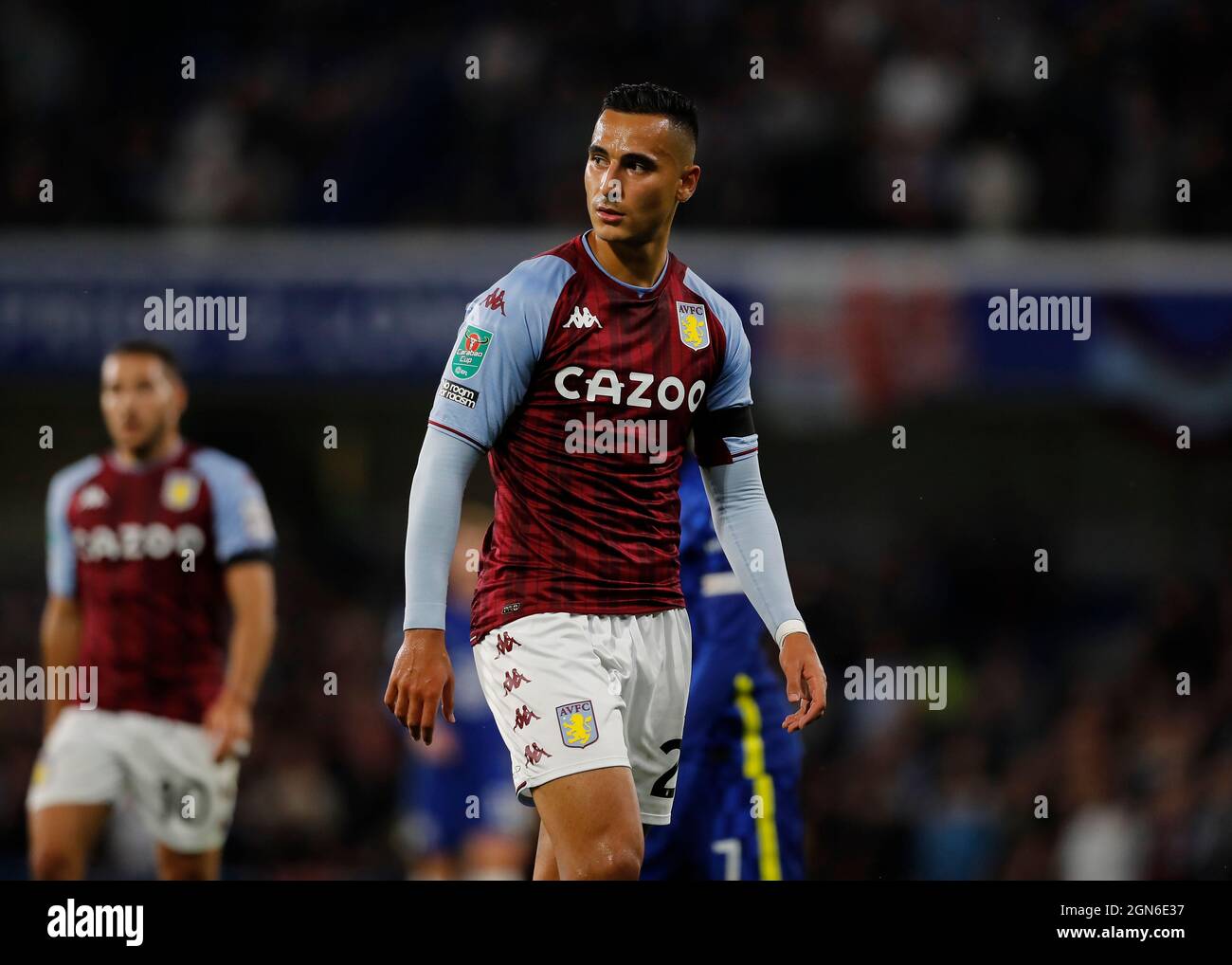 Stamford Bridge, Chelsea, London, Großbritannien. September 2021. EFL Cup Football, Chelsea versus Aston Villa; Anwar El Ghazi of Aston Villa Kredit: Action Plus Sports/Alamy Live News Stockfoto