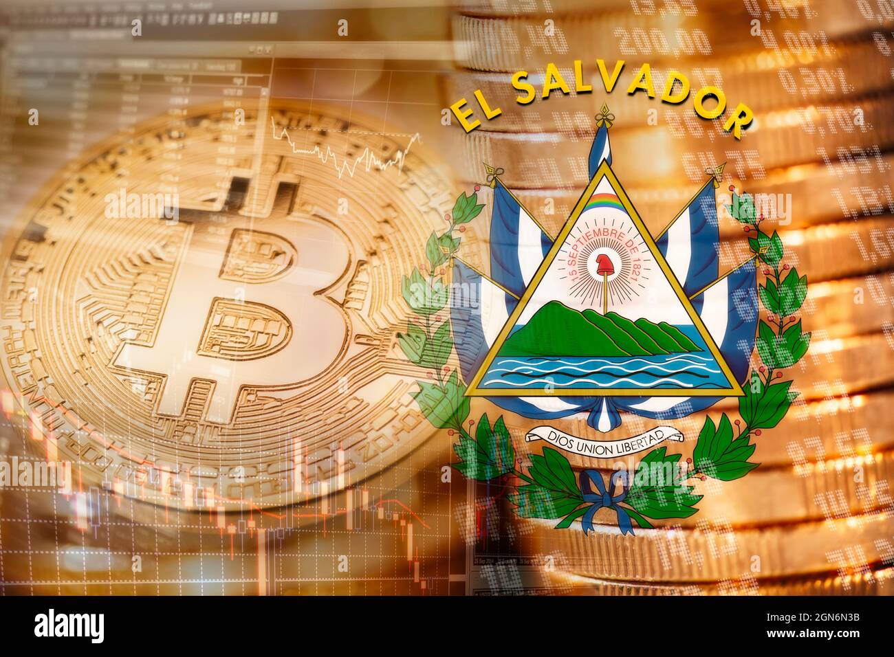 Bitcoin ist ein offizielles Zahlungsmittel in El Salvador Stockfoto