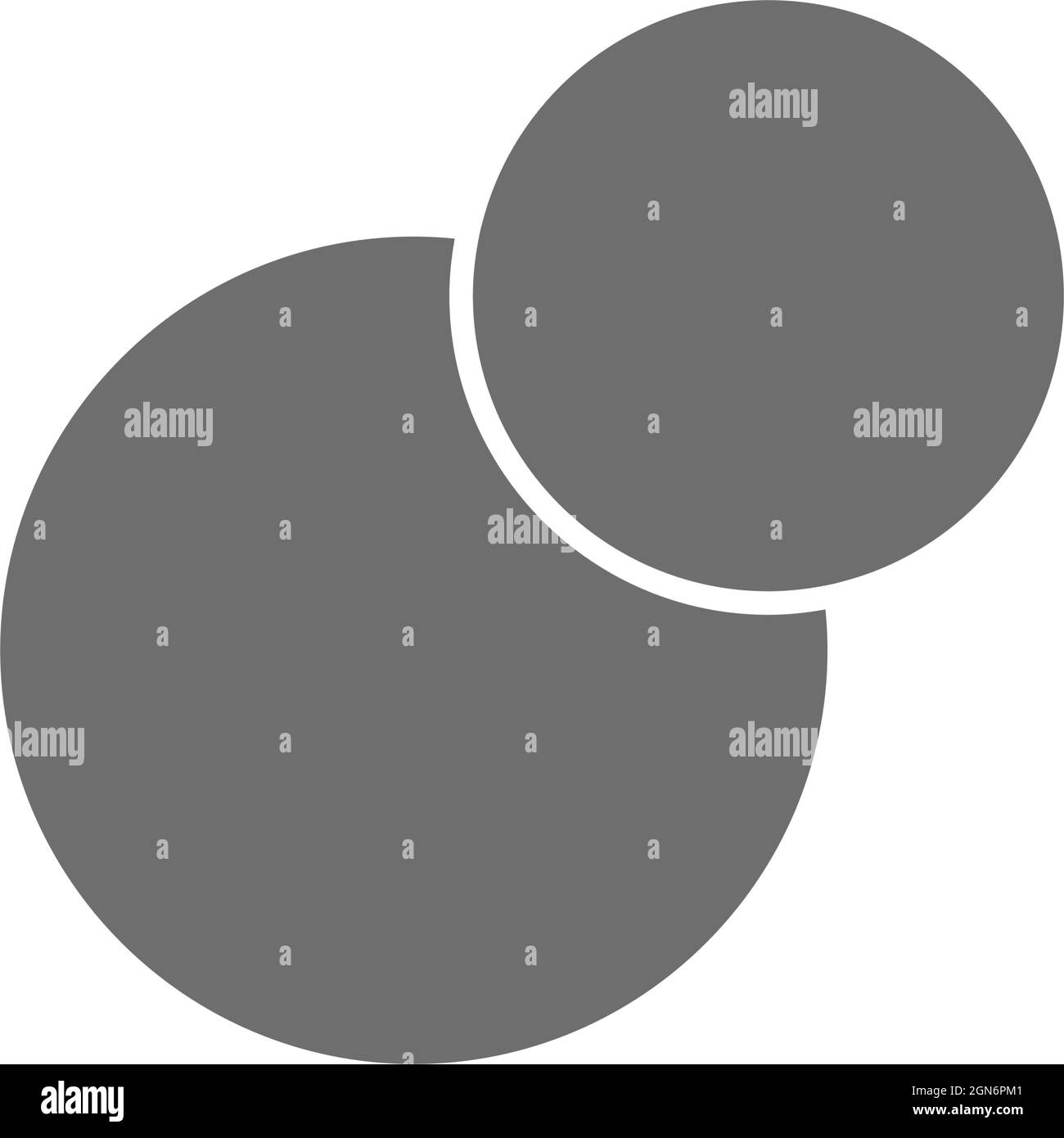 Kreisdiagramm, sich schneidende Kreise, graues venn-Diagramm-Symbol. Stock Vektor