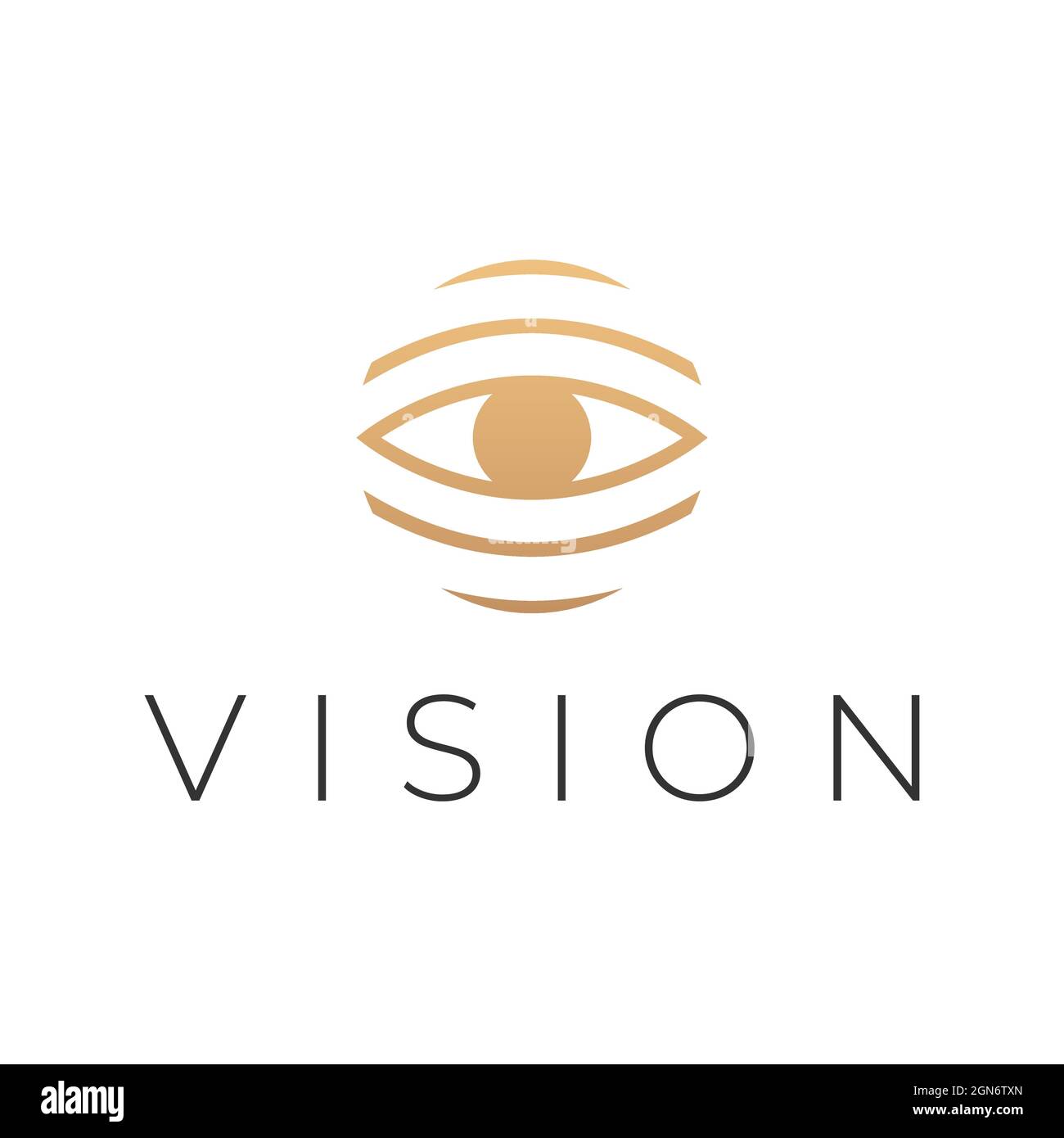 Minimalistisches Vektorlogo-Design mit menschlichem Auge. Abstraktes rundes Augensymbol für die Augenheilkunde oder okulistische Klinik. Stock Vektor