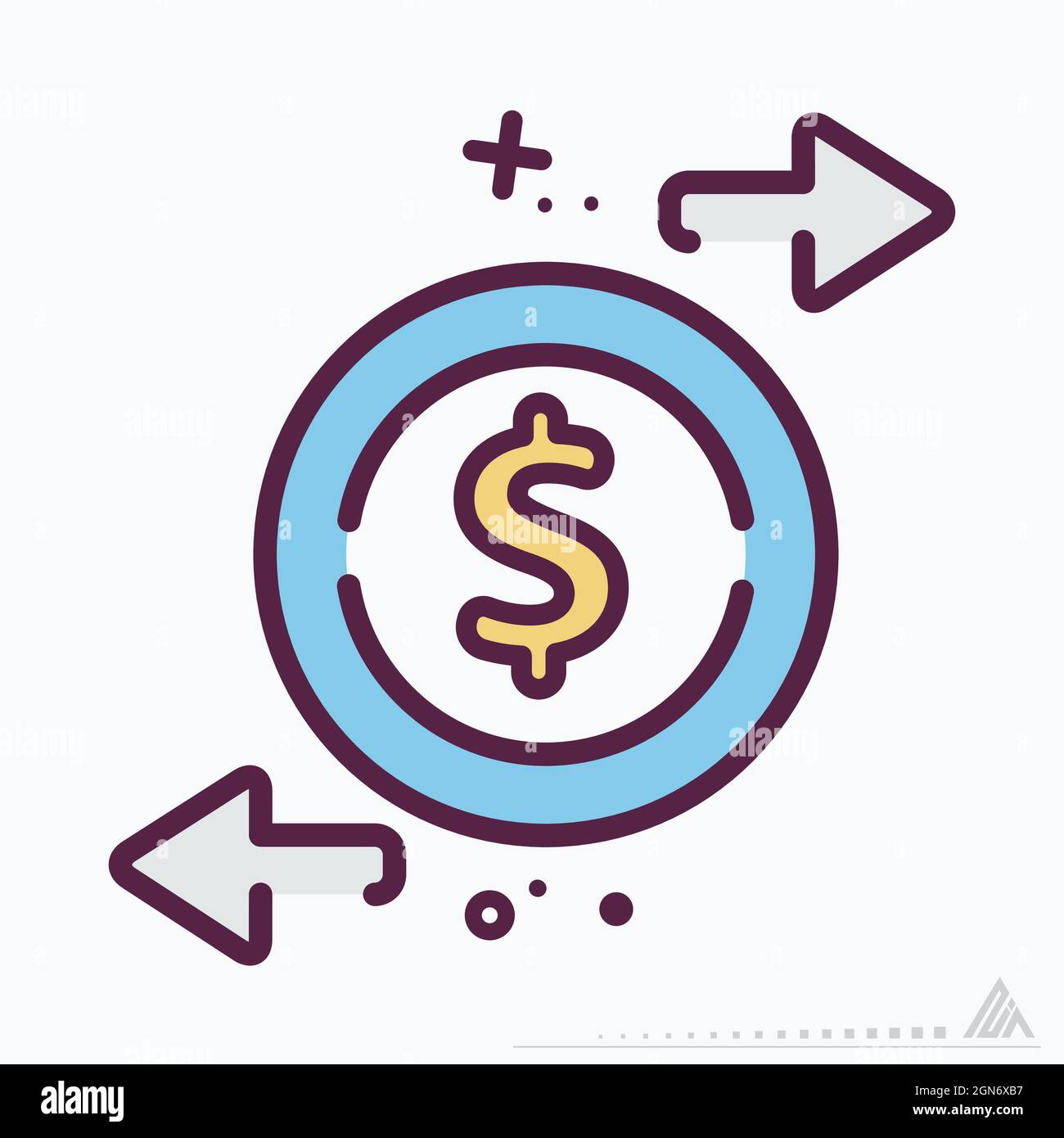 Icon Change Money - MBE Syle - einfache Illustration, editierbare Kontur, Design Template Vektor, gut für Drucke, Poster, Werbung, Ankündigungen, Stock Vektor