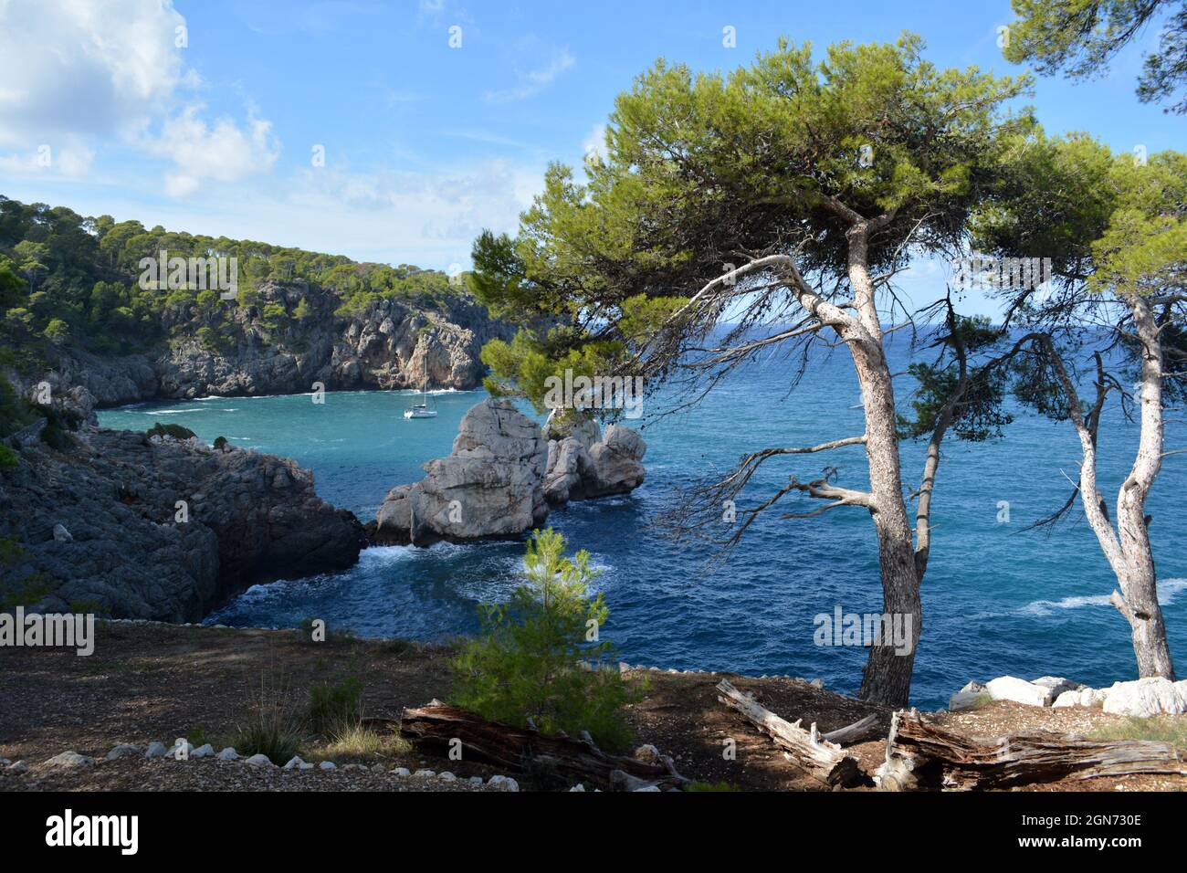 An der Küste im Nordwesten Mallorcas in der Nähe von Lluc Alcari zwischen Deia und Sóller Stockfoto