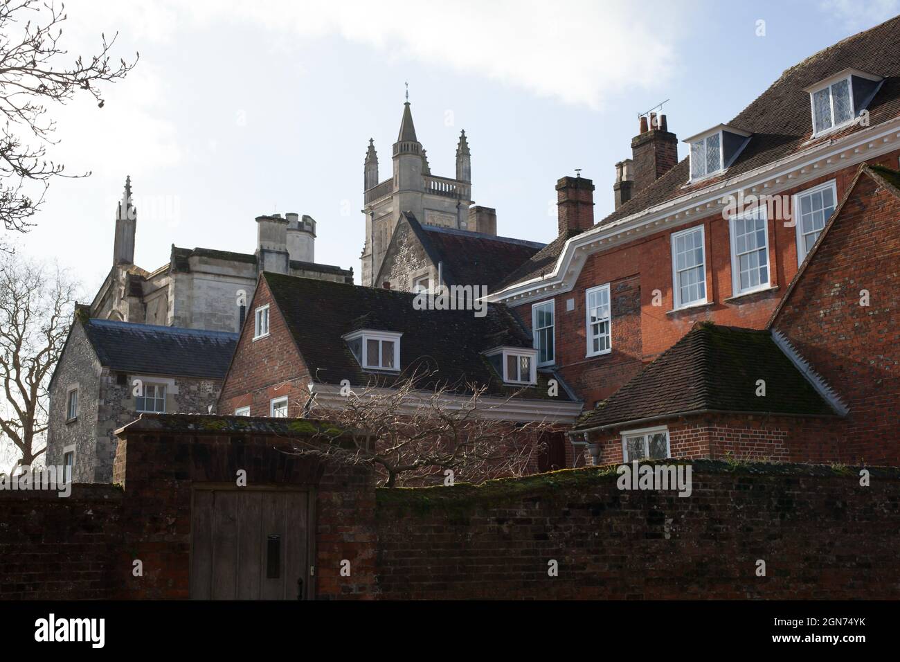 Eine Ansicht des Winchester College in Winchester, Hampshire im Vereinigten Königreich. Stockfoto