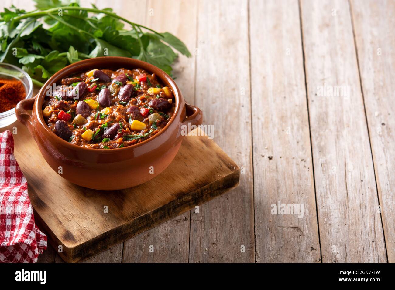 Traditionelle mexikanische tex mex Chili con Carne in einer Schüssel Stockfoto