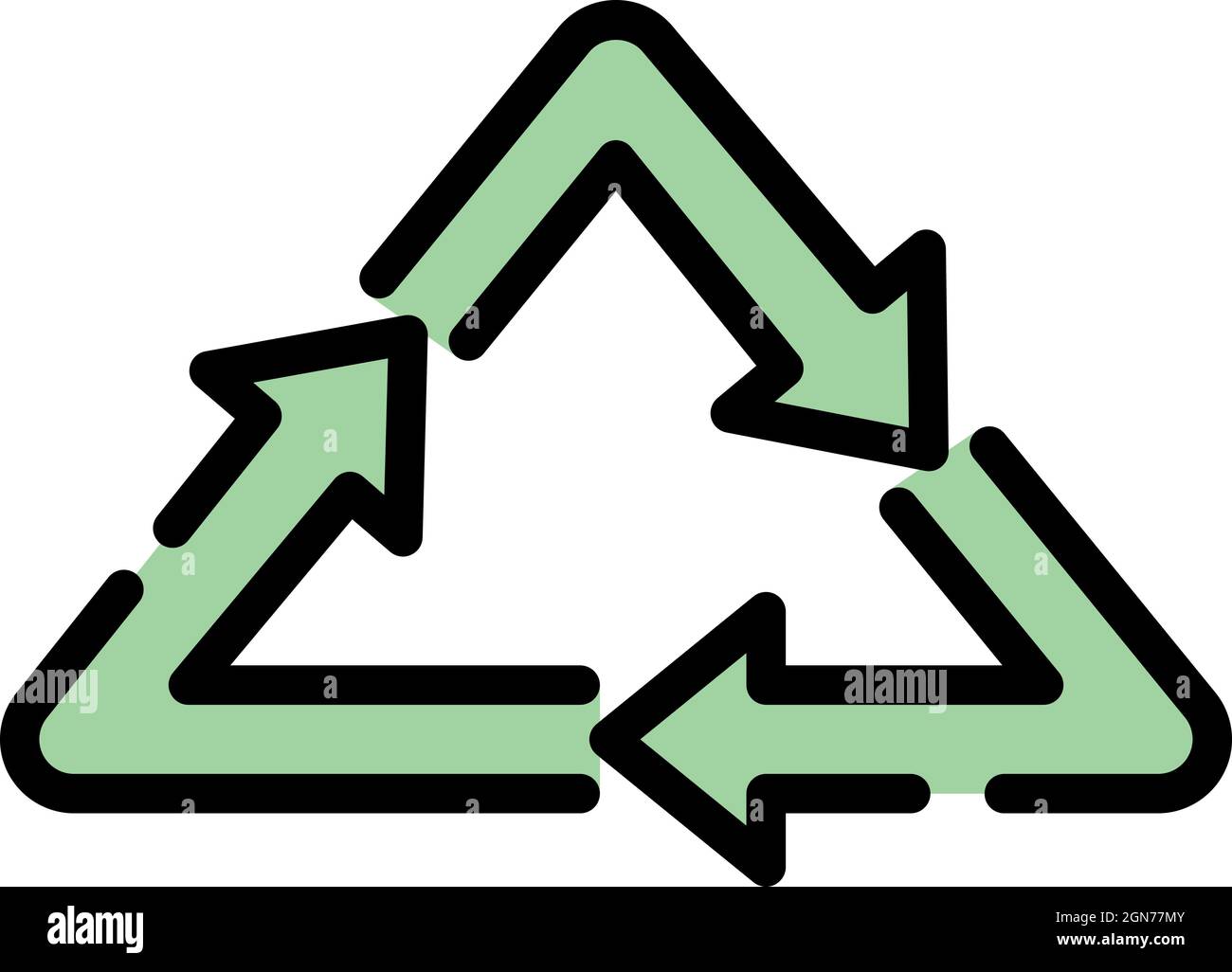 Symbol für das Recycling-Dreieck. Kontur Recycling Dreieck Vektor Symbol Farbe flach isoliert Stock Vektor