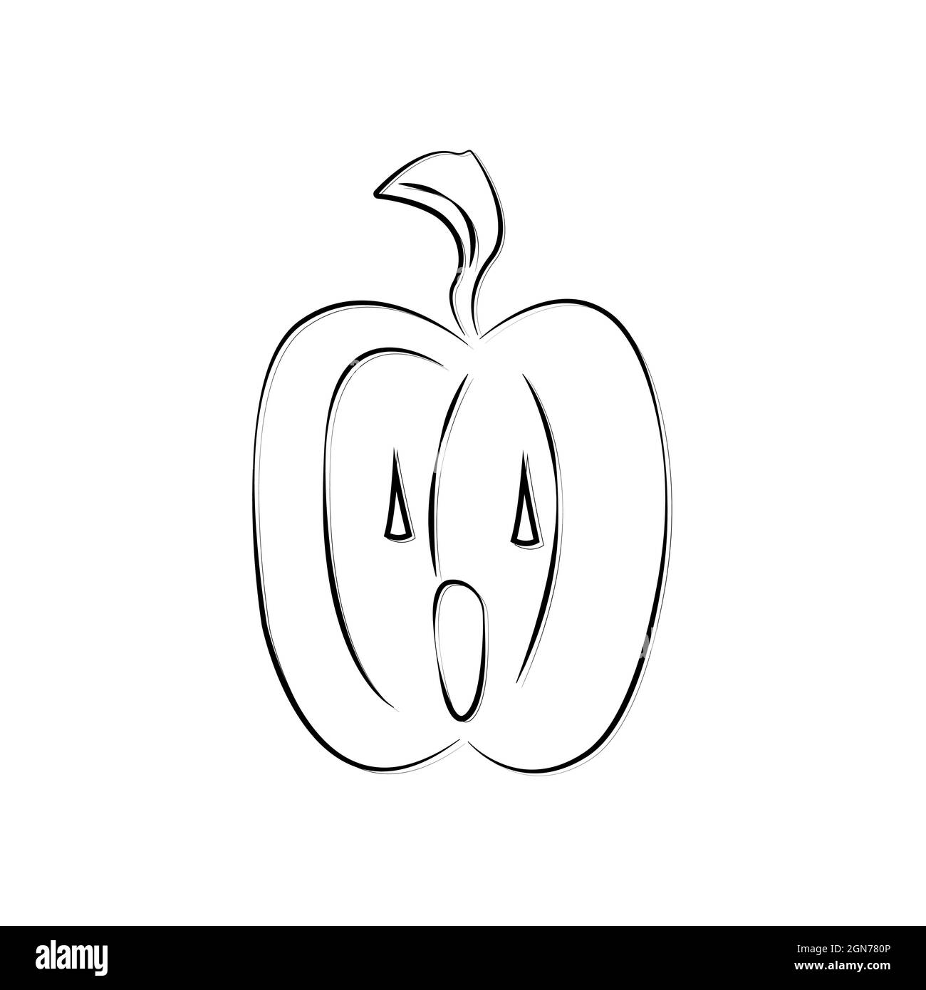 Jack Laterne Kürbis einfache lineare Symbol. Schwarz-weißes Doodle-Element für Halloween. Cliparts für Herbstdesign. Stock Vektor
