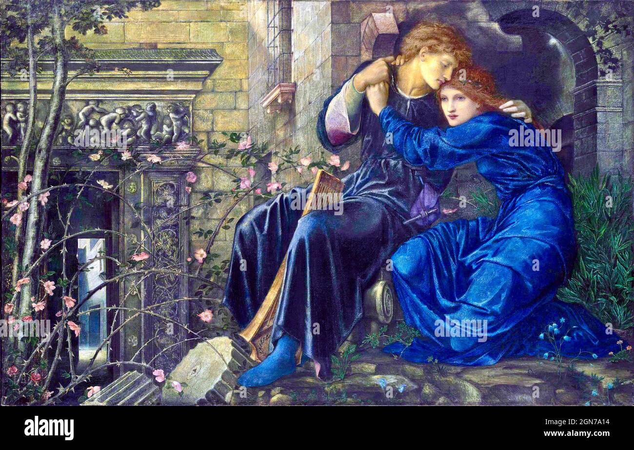 Edward Burne-Jones - Liebe unter den Ruinen Stockfoto