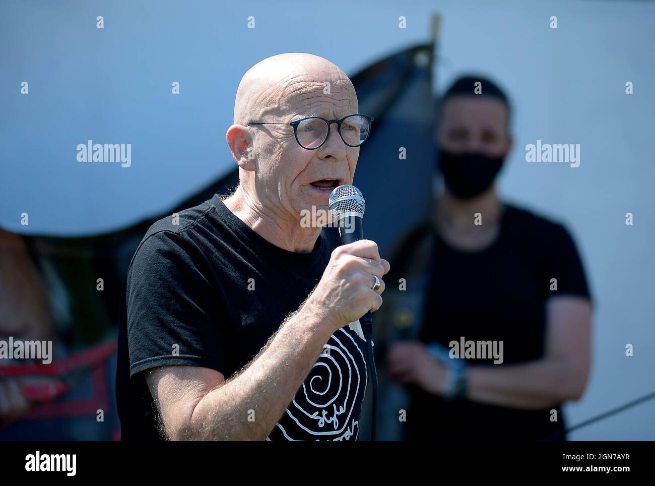 Eamonn McCann, langjähriger Bürgerrechtler und Wahlkämpfer, abgebildet bei einer Kundgebung am Blutigen Sonntag in Derry, Nordirland. Juni 2021. ©George Sweeney / Alamy Stockfoto Stockfoto