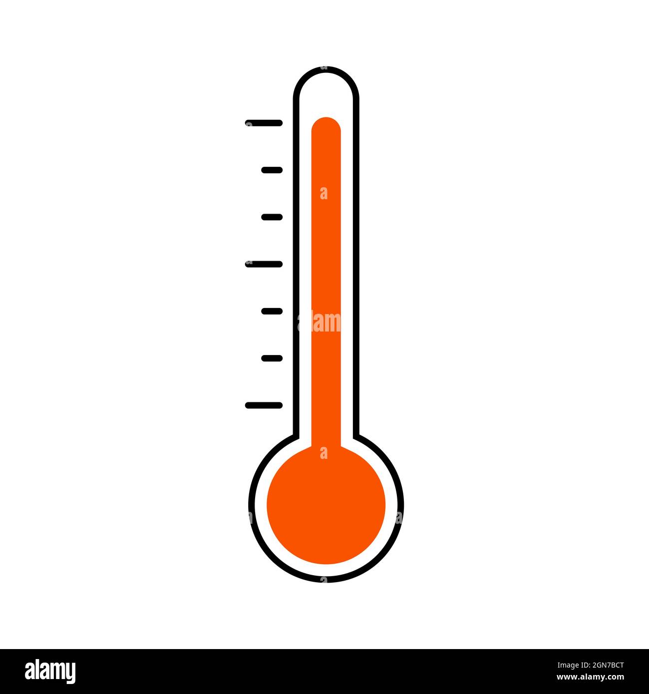 Icon ist ein rotes Thermometer, ein Zeichen für die Hitze bei hohen Temperaturen ist eine heiße Siesta Stock Vektor