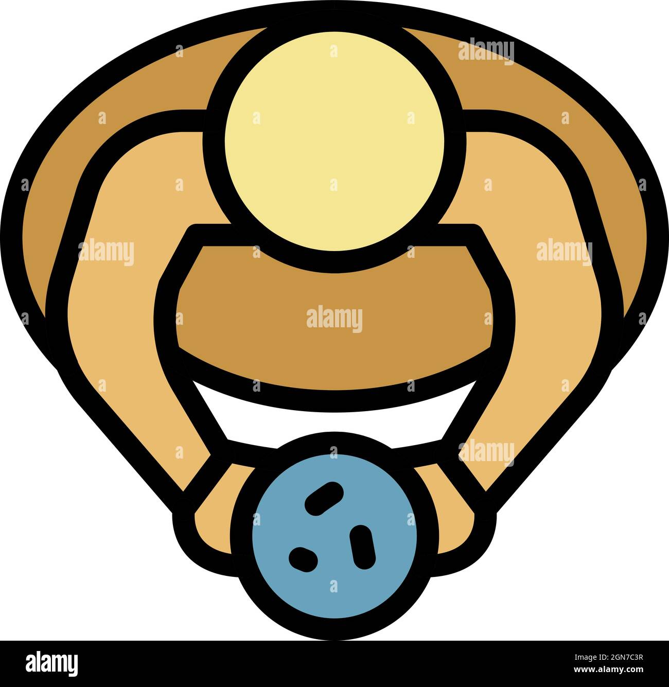Symbol für übergewichtige Männer in der oberen Ansicht. Umriss Mann übergewichtig Draufsicht Vektor Symbol Farbe flach isoliert Stock Vektor