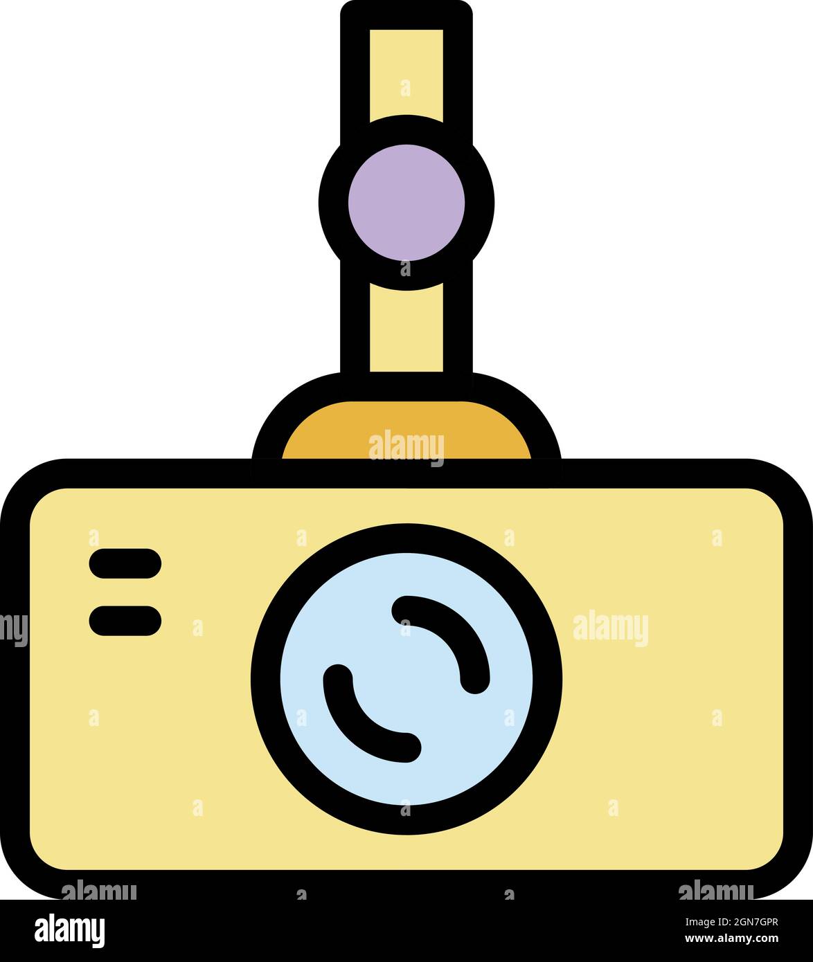 Auto-Nockensymbol. Umriss Auto Camcorder Vektor Symbol Farbe flach isoliert Stock Vektor