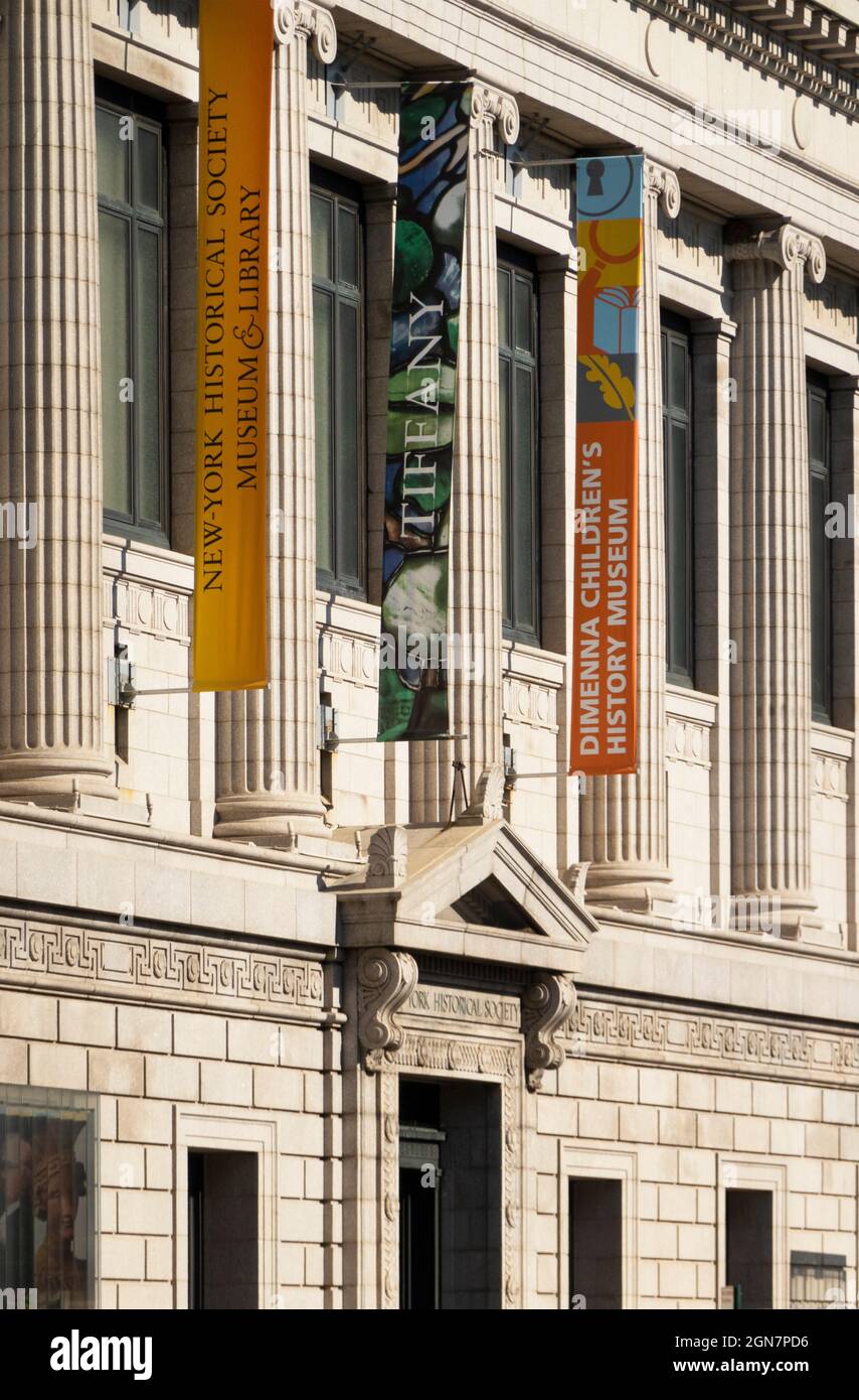 Haupteingang der New York Historical Society in Manhattan NYC Stockfoto