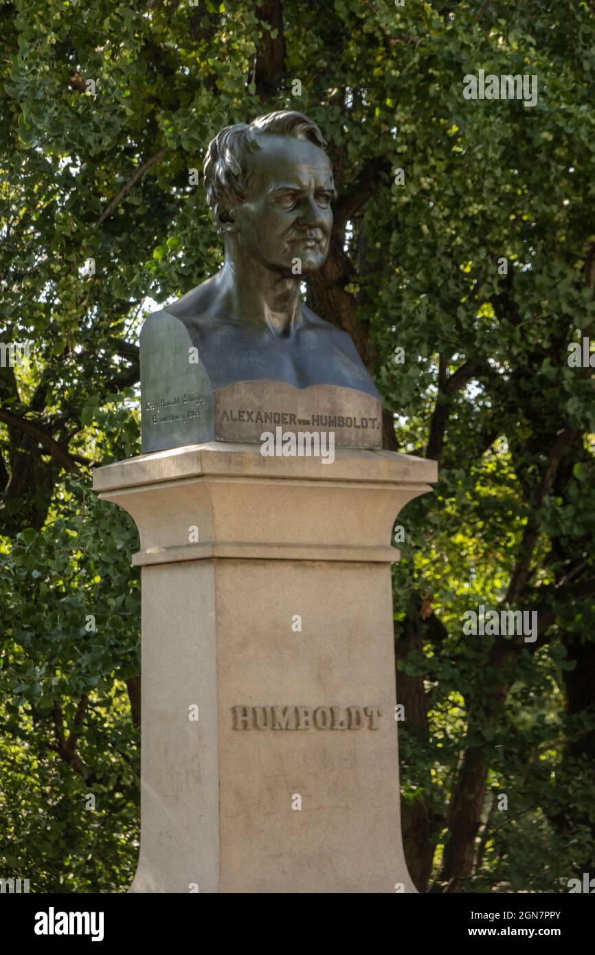 Alexander von Humboldt-Skulptur in Naturforschern Gate Central Park Manhattan NYC Stockfoto