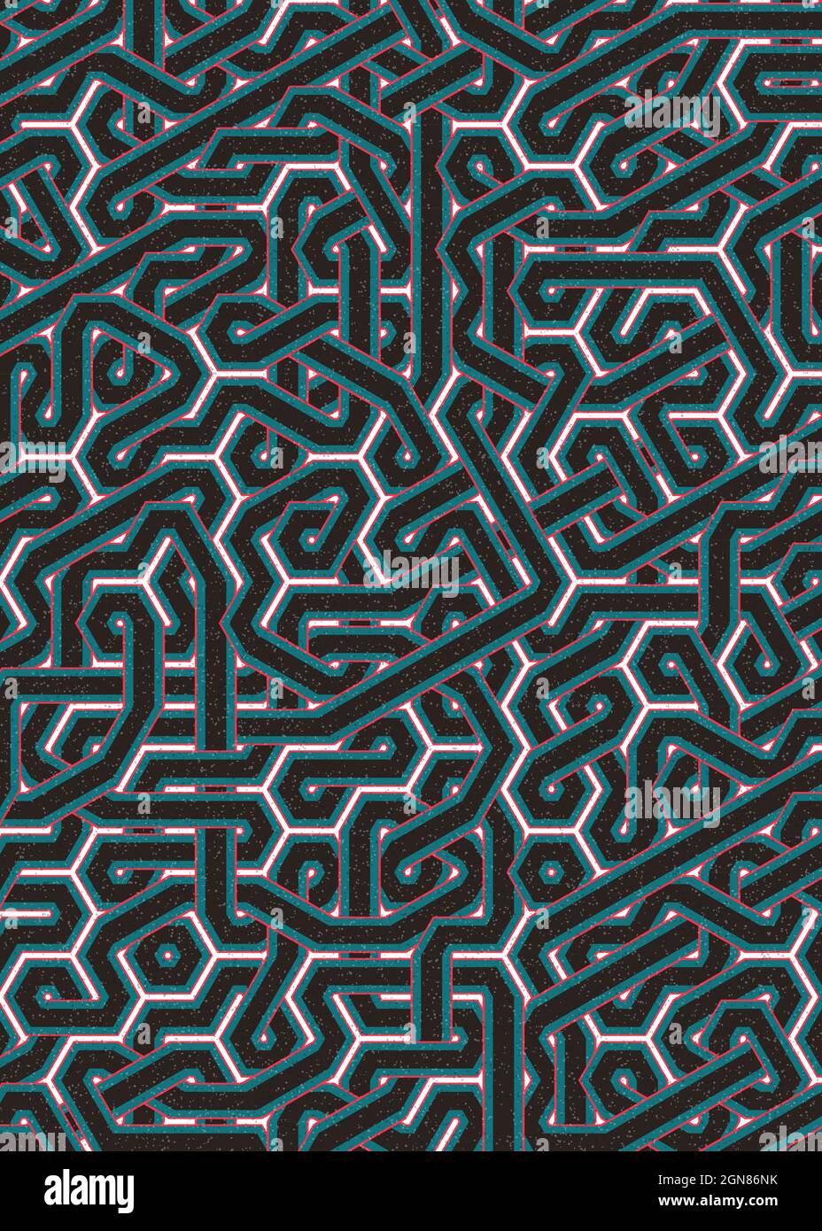 Computer-generierte Hexagon Tile Verbindung Kunst Hintergrund Design Illustration Stock Vektor