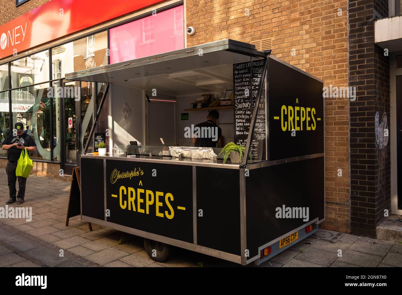 Christophes Crepes Stand auf Davey Place Norwich Stockfoto