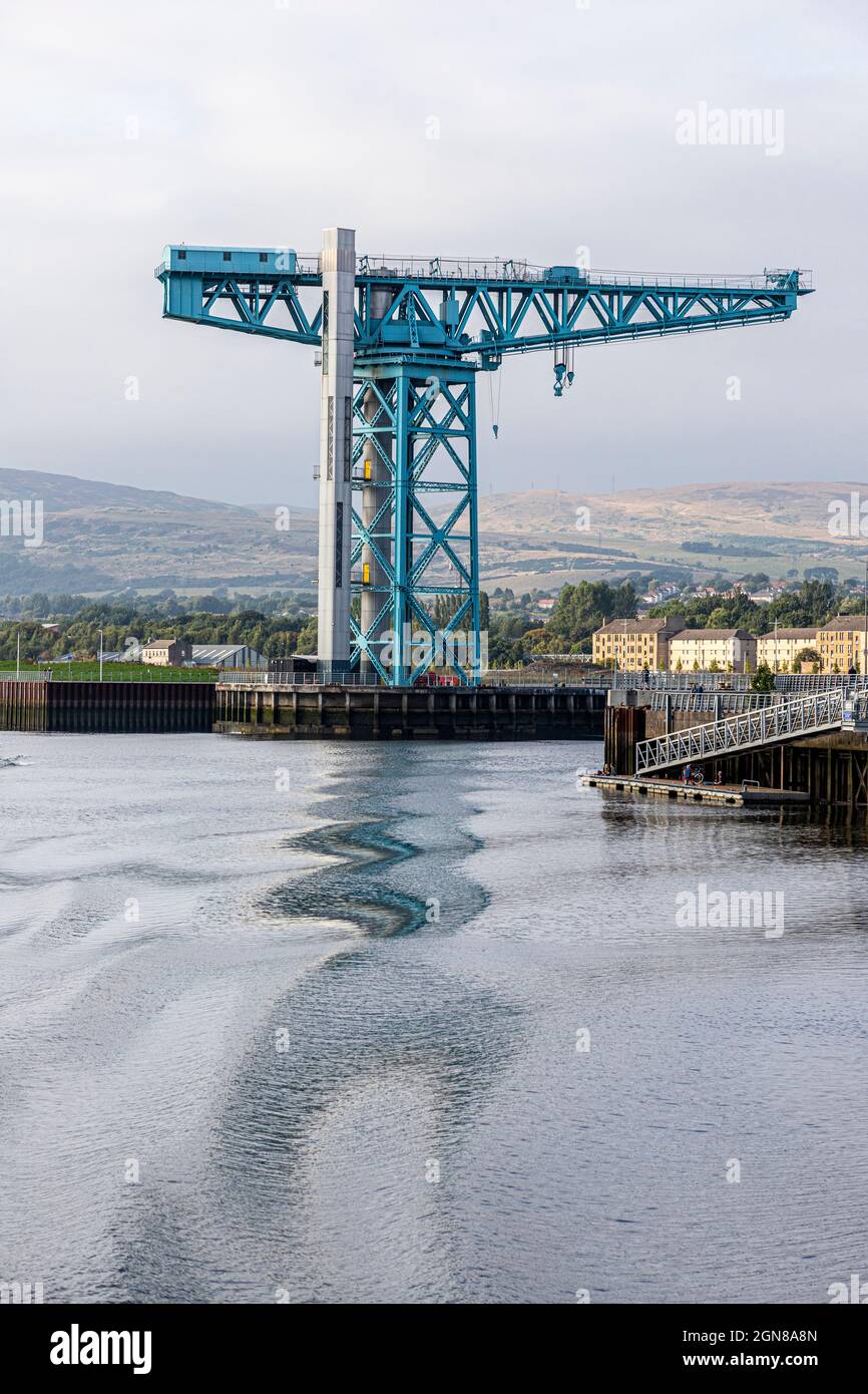 Der Titan Crane bei Clydebank am Ufer des Flusses Clyde, Glasgow, Schottland, Großbritannien Stockfoto