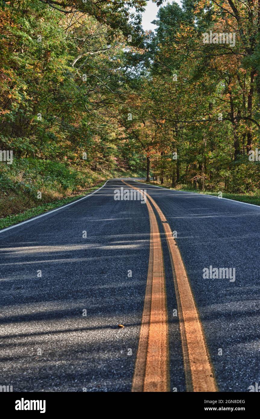 Fahren auf dem Skyline Drive im Shenandoah National Park, Virginia State, Vereinigte Staaten von Amerika. Stockfoto