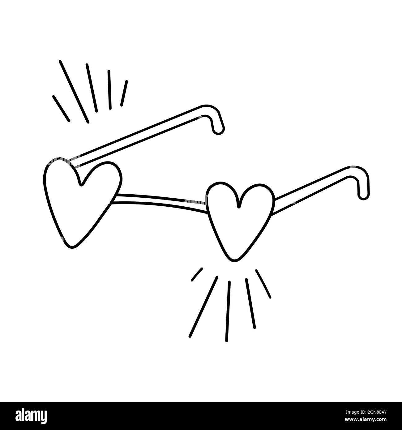 Niedliche Gläser in Herzform. Vektorgrafik im Doodle-Stil isoliert auf weißem Hintergrund. Valentinstag-Konzept für eine Postkarte oder eine POS Stock Vektor
