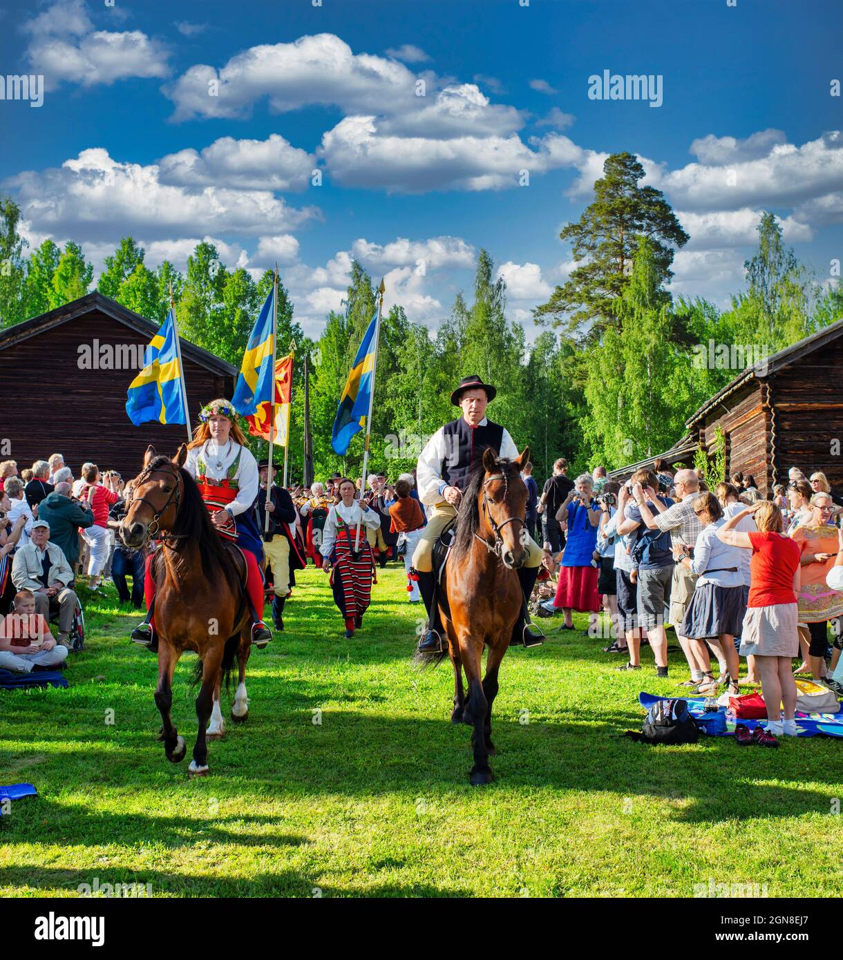 Traditionelle Mittsommerfeier in Rättvik, Dalarna Schweden Stockfoto