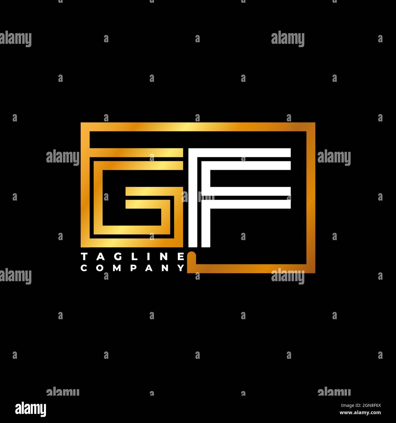 GF Logo Buchstabe Monogramm Form Linie golden Vektor Vorlage. Unternehmen mit monogrammiert Stock Vektor