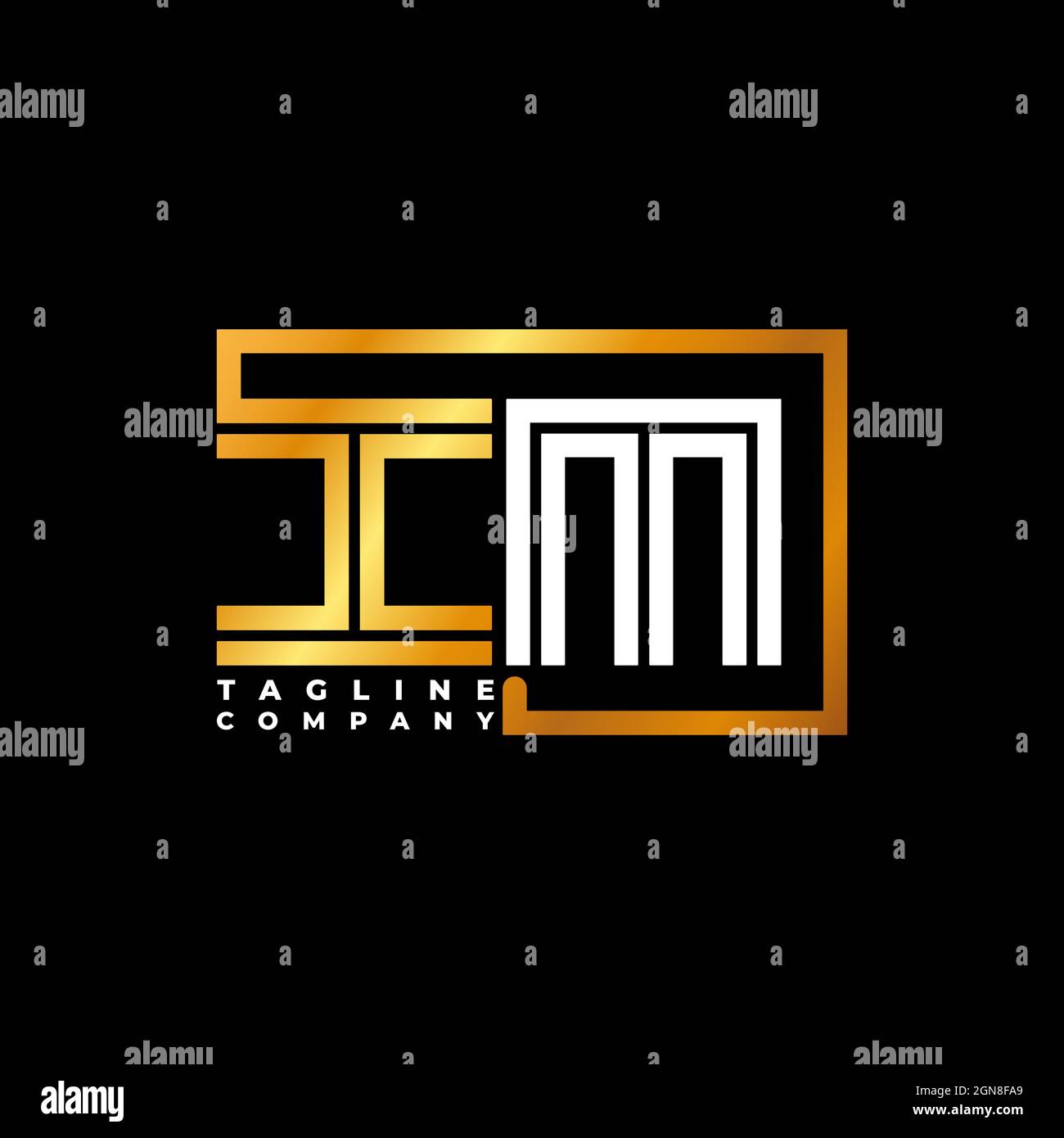 IM Logo Buchstabe Monogramm Form Linie golden Vektor Vorlage. Unternehmen mit monogrammiert Stock Vektor