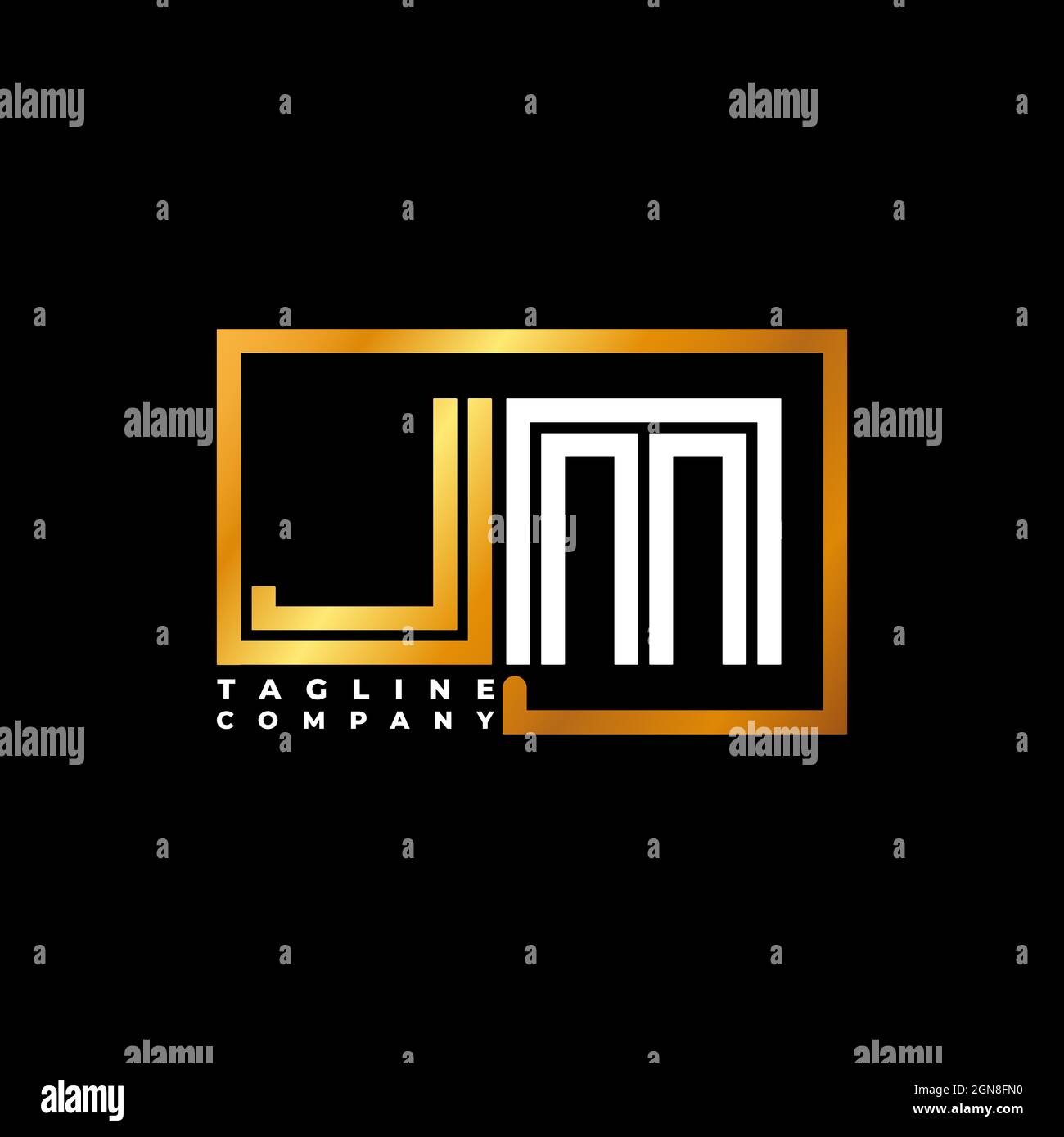 JM Logo Buchstabe Monogramm Form Linie golden Vektor Vorlage. Unternehmen mit monogrammiert Stock Vektor
