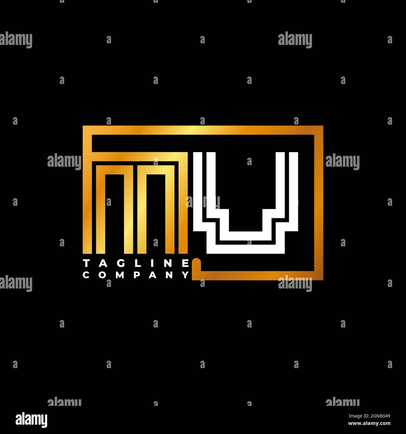 MV Logo Buchstabe Monogramm Form Linie golden Vektor Vorlage. Unternehmen mit monogrammiert Stock Vektor