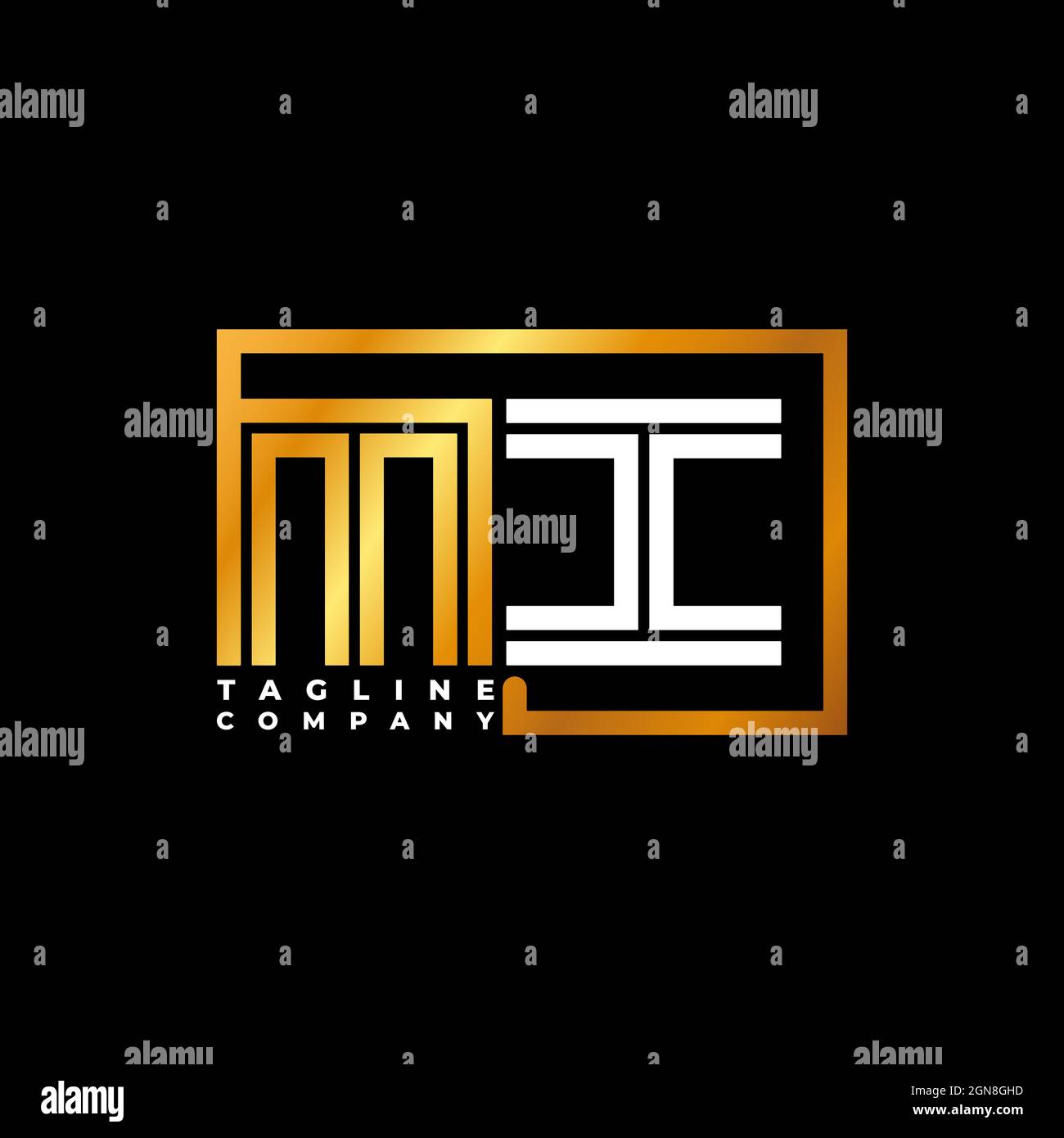MI Logo Buchstabe Monogramm Form Linie golden Vektor Vorlage. Unternehmen mit monogrammiert Stock Vektor