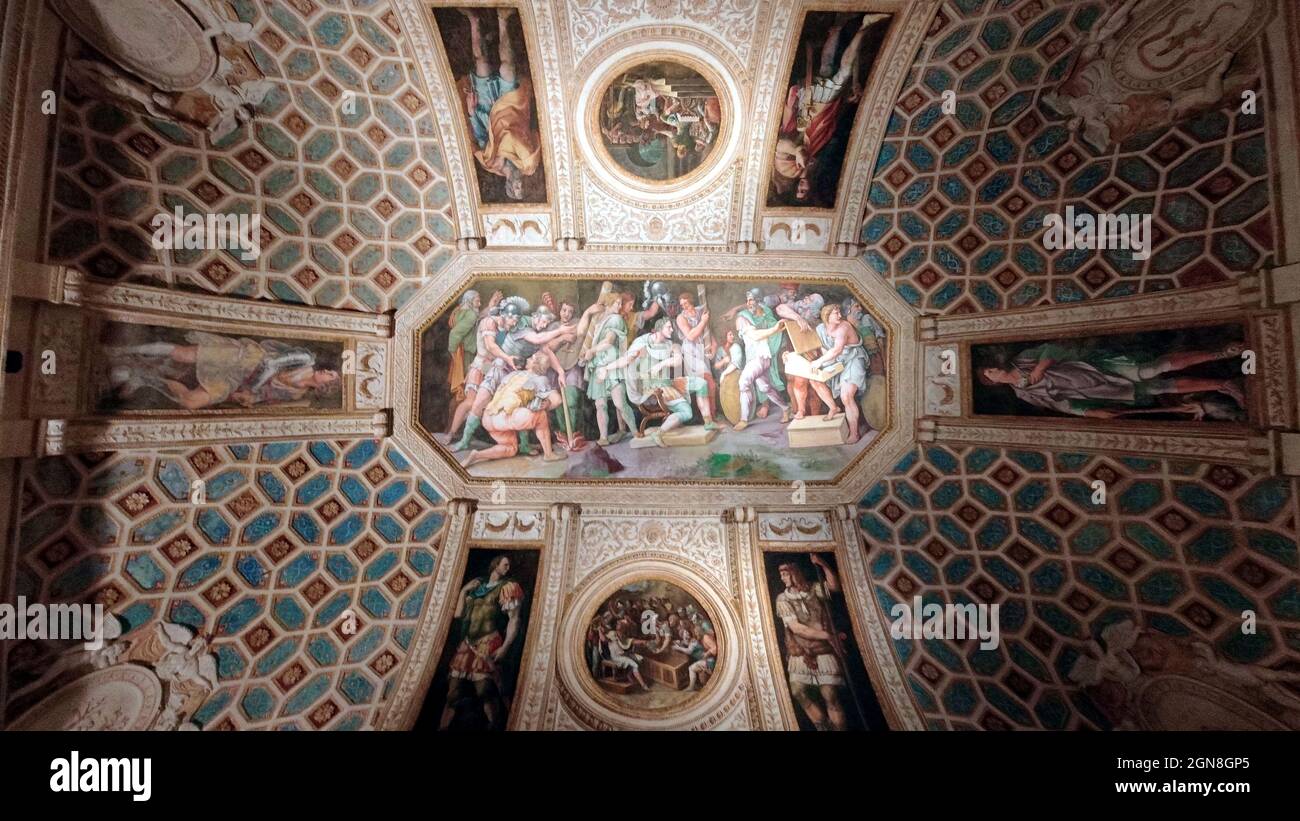 Das Fresko von Giulio Romano im Gigantensaal des palazzo tè in Mantua, Italien Stockfoto