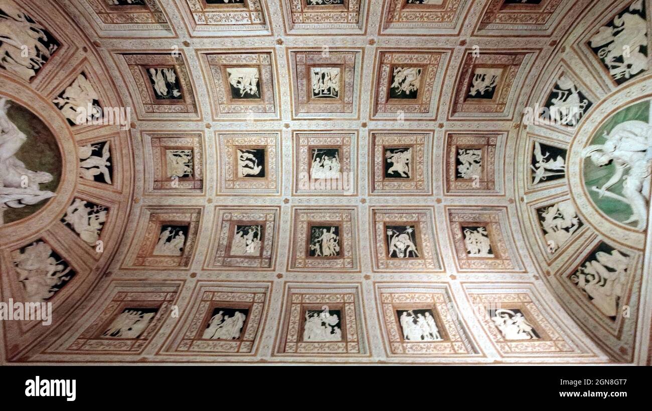 Das Fresko von Giulio Romano im Gigantensaal des palazzo tè in Mantua, Italien Stockfoto