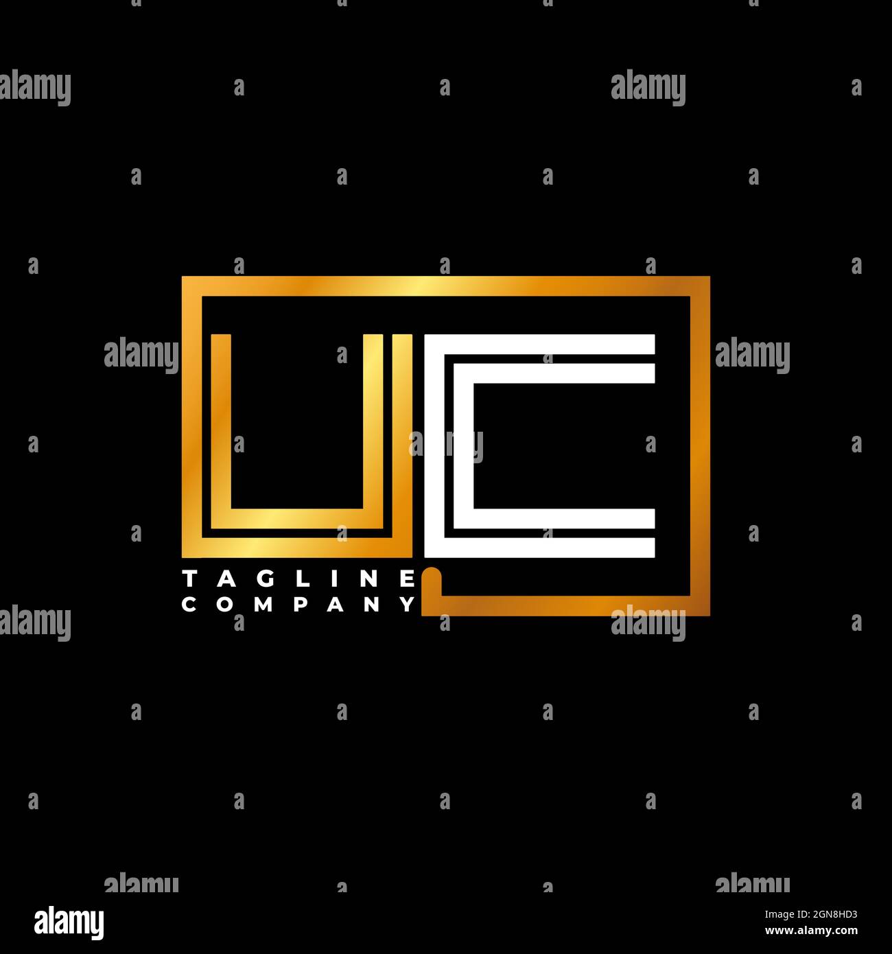 UC Logo Buchstabe Monogramm Form Linie golden Vektor Vorlage. Unternehmen mit monogrammiert Stock Vektor