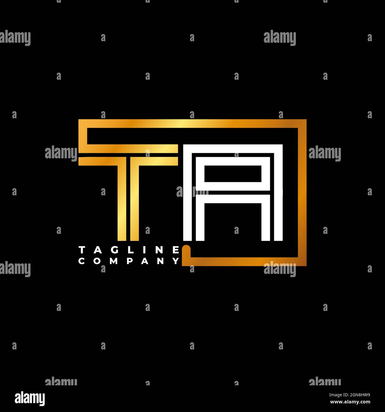 TA Logo Buchstabe Monogramm Form Linie golden Vektor Vorlage. Unternehmen mit monogrammiert Stock Vektor