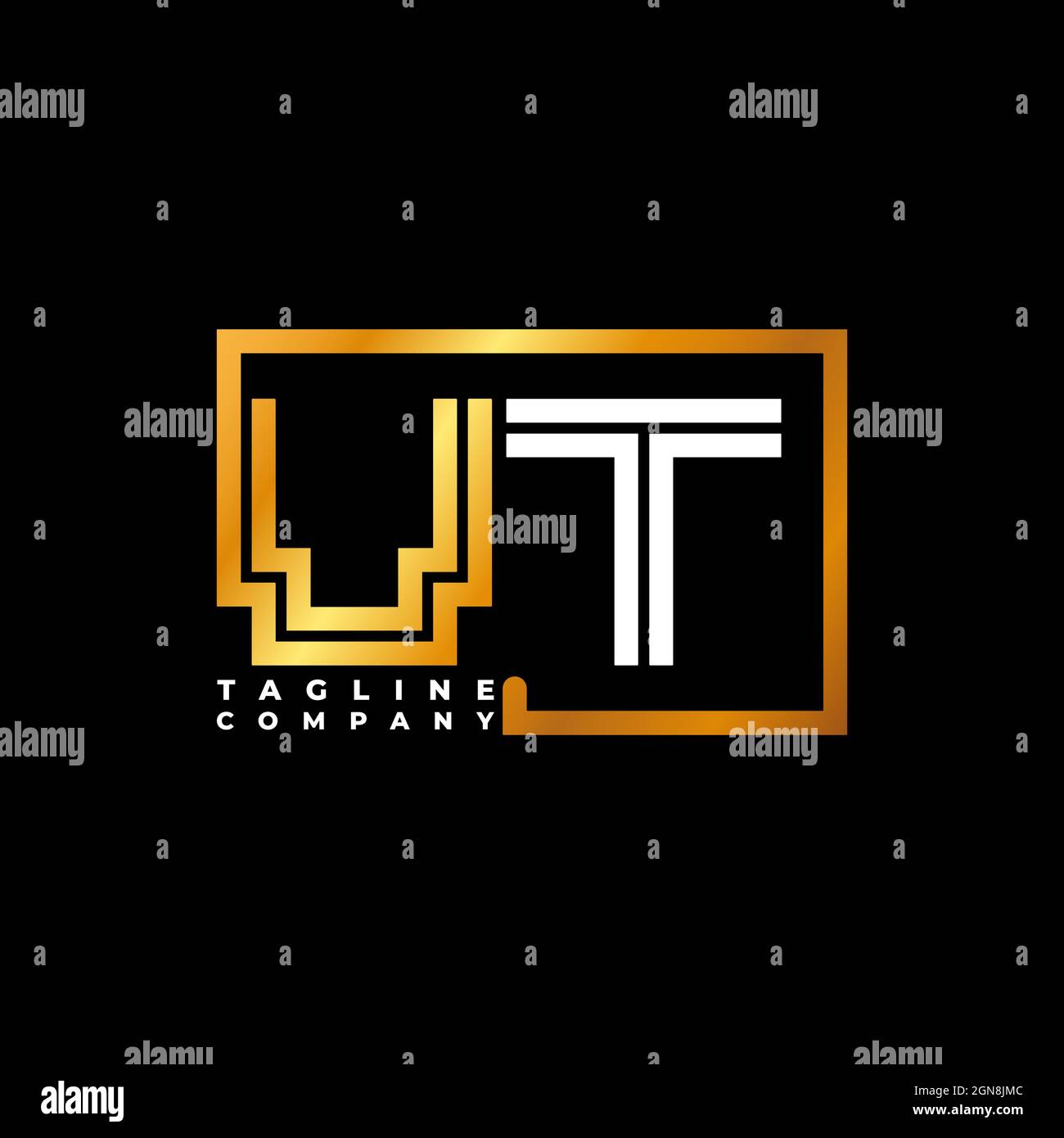 VT Logo Buchstabe Monogramm Form Linie golden Vektor Vorlage. Unternehmen mit monogrammiert Stock Vektor